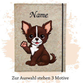 Dokumentenhülle für die Hunderasse Chihuahua Langhaar braun